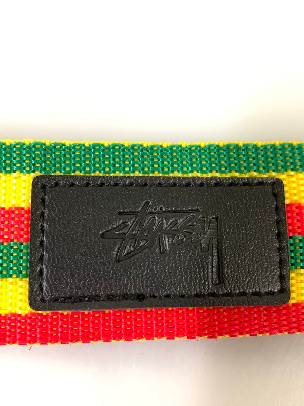 【中古品】【メンズ/レディース】 STUSSY ステューシー RASTA COLOR RING BELT ラスタ カラー リング ベルト 布製 ガチャベルト 205-260817-em-08-min カラー：ラスタカラー 万代Net店