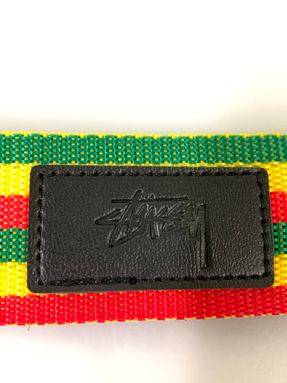 【中古品】【メンズ/レディース】 STUSSY ステューシー RASTA COLOR RING BELT ラスタ カラー リング ベルト 布製 ガチャベルト 205-260817-em-08-min カラー：ラスタカラー 万代Net店
