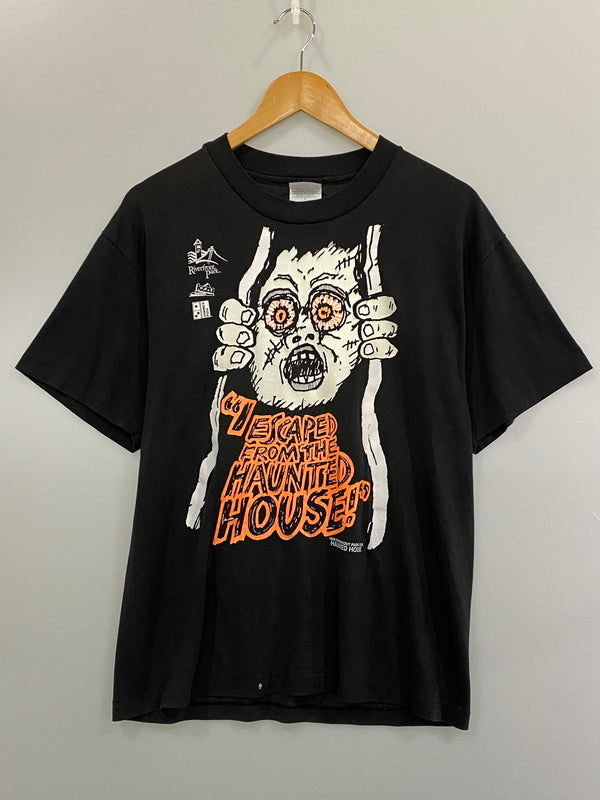 【中古品】【メンズ】 USED 90'S HAUNTED HOUSE TEE ホーンテッド・ハウス Tシャツ 半袖Tシャツ TEE 146-260815-ta-25-min サイズ：M カラー：ブラック 万代Net店