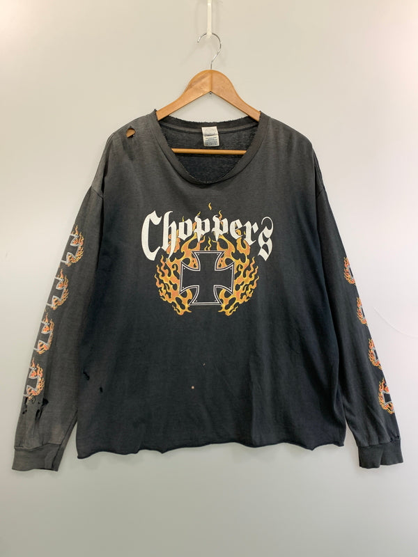【現状渡し品】【メンズ】 DELTA PRO WEIGHT デルタ プロ ウェイト CHOPERS FLAMES L S TEE チョッパーズ・フレイムス エルエスティー メンズ トップス 長袖Tシャツ 146-260813-KS-18-min サイズ：XL カラー：グレー 万代Net店
