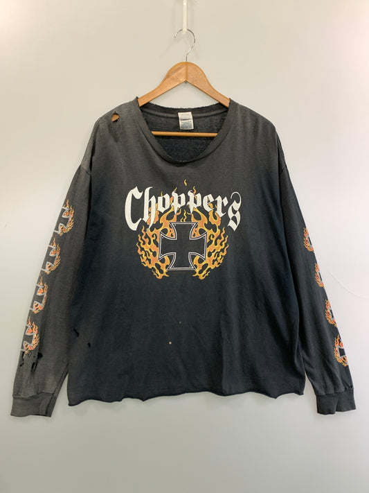 【現状渡し品】【メンズ】 DELTA PRO WEIGHT デルタ プロ ウェイト CHOPERS FLAMES L S TEE チョッパーズ・フレイムス エルエスティー メンズ トップス 長袖Tシャツ 146-260813-KS-18-min サイズ：XL カラー：グレー 万代Net店