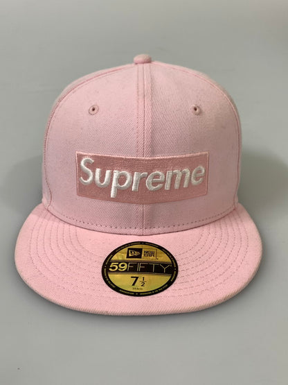 【中古品】【メンズ】 NEW ERA ニューエラ × SUPREME シュプリーム BOX LOGO CAP PINK ボックス ロゴ キャップ 帽子 ベースボールキャップ 185-260817-em-17-min サイズ：7 1/2 カラー：ピンク 万代Net店