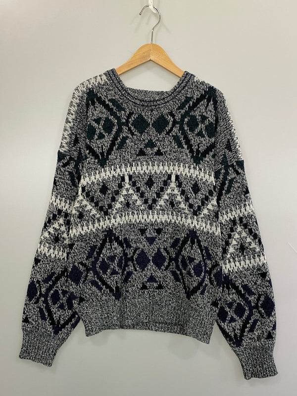 【中古品】【メンズ】 WINDRIDGE ウィンドリッジ GEOMETRIC SWEATER ジオメトリック セーター ニット トップス ロングスリーブ 146-260815-ta-23-min サイズ：L カラー：マルチカラー 万代Net店