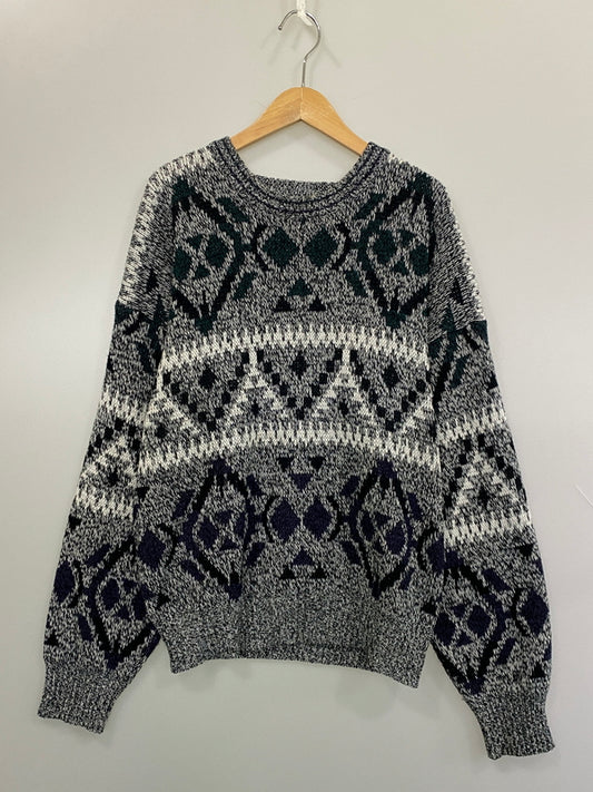 【中古品】【メンズ】 WINDRIDGE ウィンドリッジ GEOMETRIC SWEATER ジオメトリック セーター ニット トップス ロングスリーブ 146-260815-ta-23-min サイズ：L カラー：マルチカラー 万代Net店