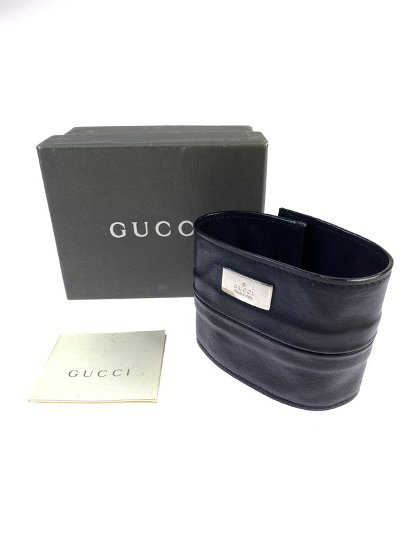 【中古品】【メンズ/レディース】 GUCCI グッチ レザー バングル コインケース 039・1669・0996 アクセサリー 財布 ポーチ 182-260821-hu-01-min カラー：ブラック 万代Net店