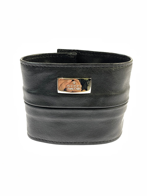 【中古品】【メンズ/レディース】 GUCCI グッチ レザー バングル コインケース 039・1669・0996 アクセサリー 財布 ポーチ 182-260821-hu-01-min カラー：ブラック 万代Net店