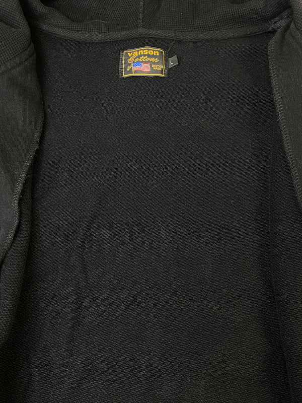 【中古品】【メンズ】 VANSON バンソン SKULL ZIP HOODIE スカル ジップパーカー フーディ 145-260815-ta-04-min サイズ：L カラー：ブラック 万代Net店