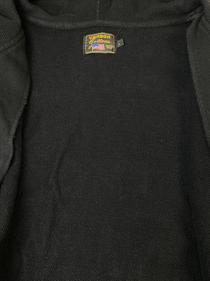 【中古品】【メンズ】 VANSON バンソン SKULL ZIP HOODIE スカル ジップパーカー フーディ 145-260815-ta-04-min サイズ：L カラー：ブラック 万代Net店
