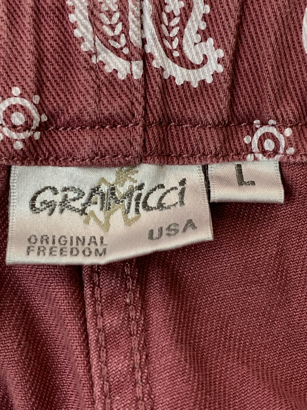 【中古品】【メンズ】 GRAMICCI グラミチ ペイズリーパンツ メンズ ボトムス 155-260813-KS-28-min サイズ：L カラー：ワイン/ホワイト 万代Net店