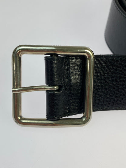 【中古品】【メンズ】 ALEXANDER MCQUEEN アレキサンダーマックイーン LEATHER BELT レザー ベルト 革 小物 アクセサリー 205-260821-hu-17-min カラー：ブラック 万代Net店