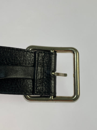 【中古品】【メンズ】 ALEXANDER MCQUEEN アレキサンダーマックイーン LEATHER BELT レザー ベルト 革 小物 アクセサリー 205-260821-hu-17-min カラー：ブラック 万代Net店
