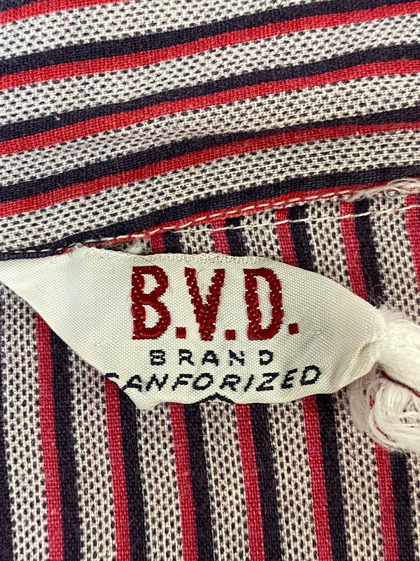 【現状渡し品】【メンズ】 B.V.D. ビー・ブイ・ディ 50-60S STRIPE SHIRT ストライプシャツ ロングスリーブ 146-260815-ta-12-min サイズ：サイズ不明 カラー：マルチカラー 万代Net店