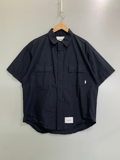 【中古品】【メンズ】 WTAPS ダブルタップス NYCO. RIPSTOP. CORDURA 231TQDT-SHM04 リップストップ コーデュラ 半袖シャツ トップス 142-260821-yn-07-min サイズ：03 カラー：ネイビー 万代Net店