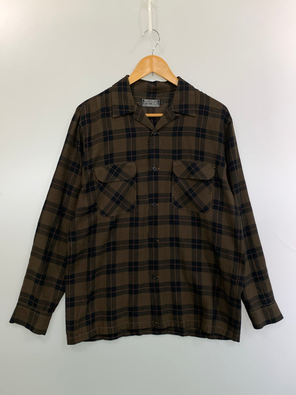 【中古品】【メンズ】 HYSTERIC GLAMOUR ヒステリックグラマー LOVE ME TWO TIMES刺繍 オープンカラーシャツ 02233AH03 メンズ 長袖シャツ 140-260813-KS-21-min サイズ：L カラー：ブラウン 万代Net店