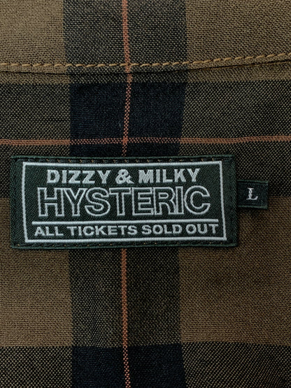 【中古品】【メンズ】 HYSTERIC GLAMOUR ヒステリックグラマー LOVE ME TWO TIMES刺繍 オープンカラーシャツ 02233AH03 メンズ 長袖シャツ 140-260813-KS-21-min サイズ：L カラー：ブラウン 万代Net店