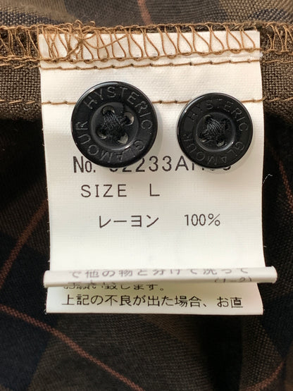 【中古品】【メンズ】 HYSTERIC GLAMOUR ヒステリックグラマー LOVE ME TWO TIMES刺繍 オープンカラーシャツ 02233AH03 メンズ 長袖シャツ 140-260813-KS-21-min サイズ：L カラー：ブラウン 万代Net店