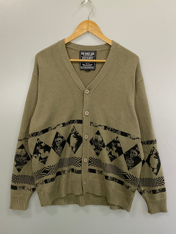 【中古品】【メンズ】 HYSTERIC GLAMOUR ヒステリックグラマー 02243ND09 DESTROY ALL MONSTERS DAM ARGYLLE CARDIGAN デストロイオールモンスターズダム アーガイルカーディガン ニット 140-260815-ta-09-min サイズ：L カラー：ベージュ系 万代Net店