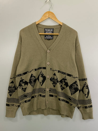 【中古品】【メンズ】 HYSTERIC GLAMOUR ヒステリックグラマー 02243ND09 DESTROY ALL MONSTERS DAM ARGYLLE CARDIGAN デストロイオールモンスターズダム アーガイルカーディガン ニット 140-260815-ta-09-min サイズ：L カラー：ベージュ系 万代Net店
