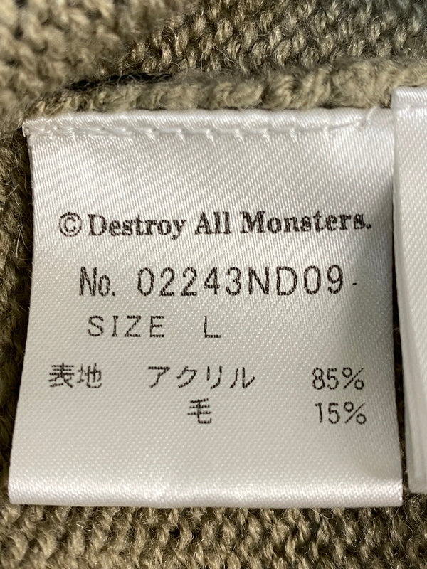 【中古品】【メンズ】 HYSTERIC GLAMOUR ヒステリックグラマー 02243ND09 DESTROY ALL MONSTERS DAM ARGYLLE CARDIGAN デストロイオールモンスターズダム アーガイルカーディガン ニット 140-260815-ta-09-min サイズ：L カラー：ベージュ系 万代Net店