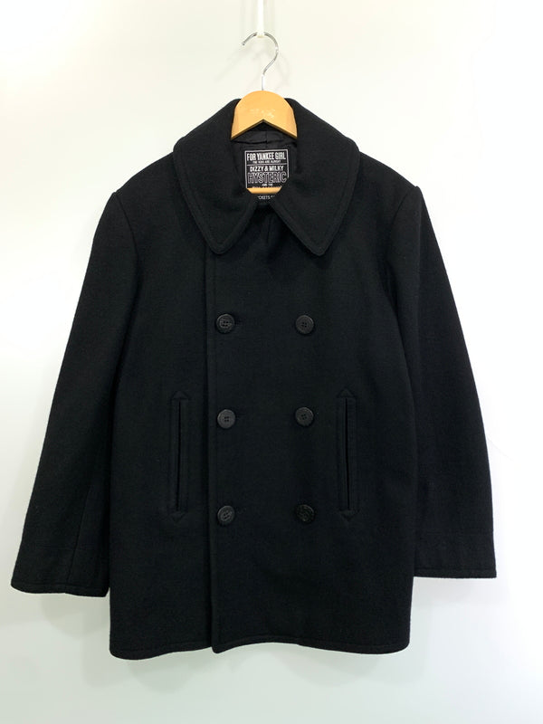 【中古品】【メンズ】 HYSTERIC GLAMOUR ヒステリックグラマー WOOL P COAT 02223AC04 ウール ピーコート メンズ アウター ダブル ミドル丈 140-260818-em-39-min サイズ：M カラー：ブラック 万代Net店