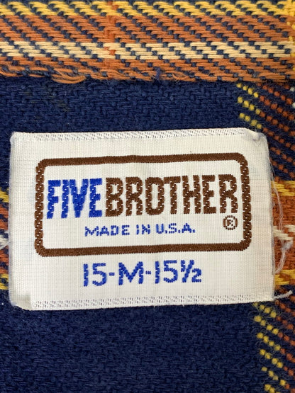 【中古品】【メンズ】 FIVE BROTHER ファイブブラザー 70's-80's L/S FLANNEL SHIRT 70-80年代 ロングスリーブ フランネルシャツ 長袖シャツ トップス 146-260821-yn-27-min サイズ：M カラー：ネイビー 万代Net店