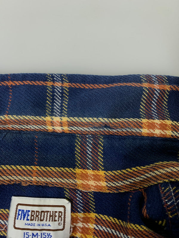【中古品】【メンズ】 FIVE BROTHER ファイブブラザー 70's-80's L/S FLANNEL SHIRT 70-80年代 ロングスリーブ フランネルシャツ 長袖シャツ トップス 146-260821-yn-27-min サイズ：M カラー：ネイビー 万代Net店