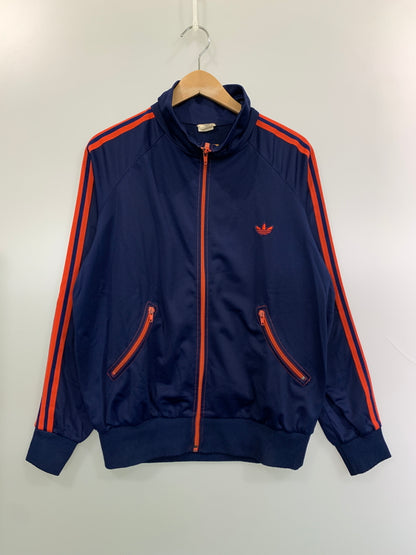 【中古品】【メンズ】 ADIDAS アディダス 70-80S CUPRO TRACK JACKET 70年代 80年代 キュプラ トラックジャケット メンズ アウター ヴィンテージ ジャージ 146-260818-em-35-min カラー：ネイビー/オレンジ 万代Net店