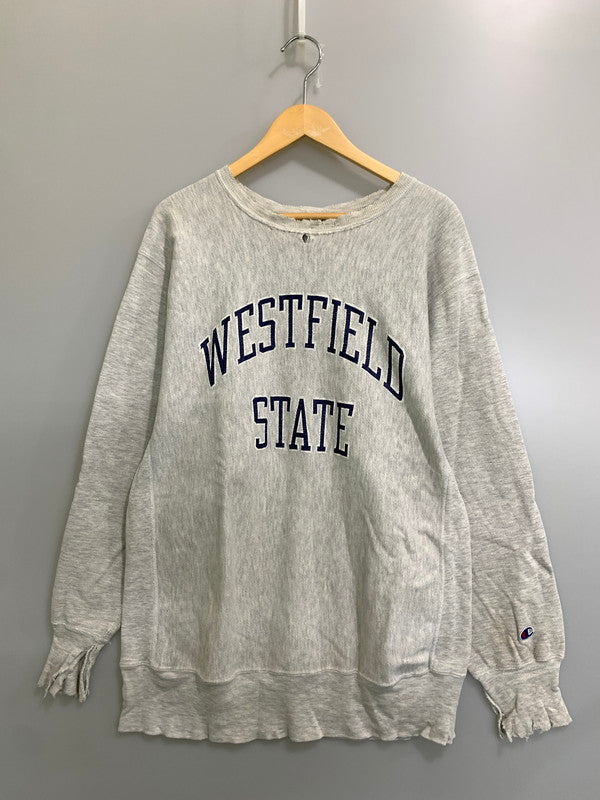 【現状渡し品】【メンズ】 CHAMPION チャンピオン 90's REVERS WEAVE COLLEGE SWEATSHIRT 90年代 リバースウィーブ カレッジ スウェットシャツ トレーナー トップス 146-260821-yn-22-min サイズ：XL カラー：ライトグレー 万代Net店
