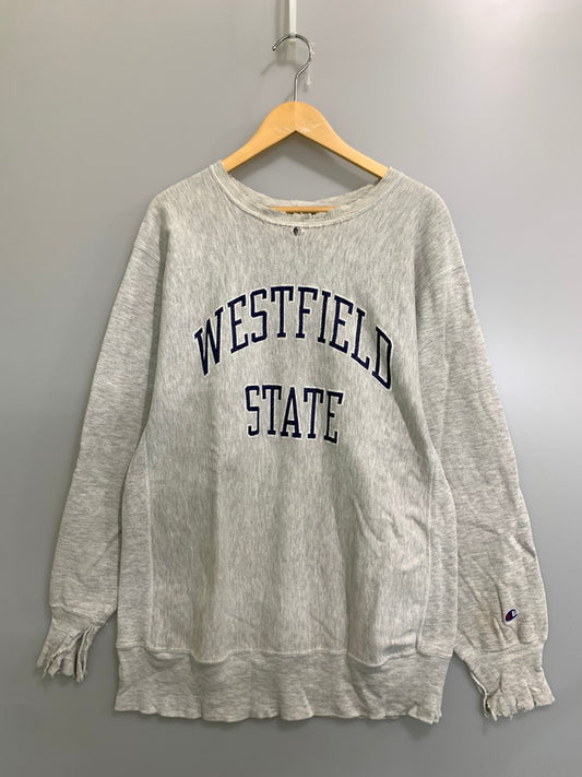 【現状渡し品】【メンズ】 CHAMPION チャンピオン 90's REVERS WEAVE COLLEGE SWEATSHIRT 90年代 リバースウィーブ カレッジ スウェットシャツ トレーナー トップス 146-260821-yn-22-min サイズ：XL カラー：ライトグレー 万代Net店