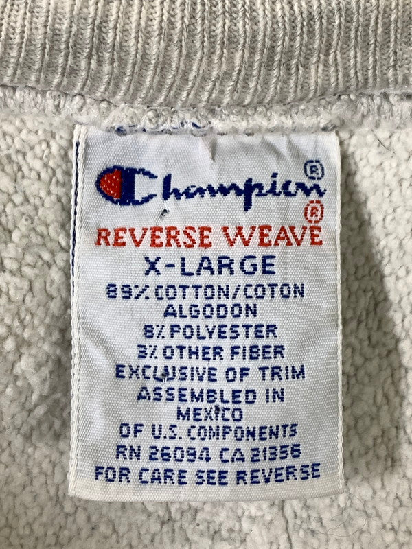【現状渡し品】【メンズ】 CHAMPION チャンピオン 90's REVERS WEAVE COLLEGE SWEATSHIRT 90年代 リバースウィーブ カレッジ スウェットシャツ トレーナー トップス 146-260821-yn-22-min サイズ：XL カラー：ライトグレー 万代Net店
