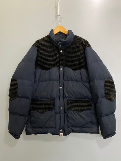 【中古品】【メンズ】 A BATHING APE アベイシングエイプ 90S LS DOWN JACKET 90年代 ロングスリーブ ダウン ジャケット アウター上着 142-260822-hu-13-min サイズ：XL カラー：ネイビー/ブラック 万代Net店