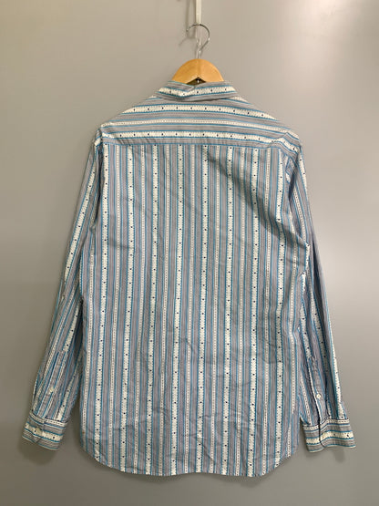 【中古品】【メンズ】 UNDERCOVER アンダーカバー D.A.V.F期 宝飾武装義勇軍期 ダイヤ柄ストライプシャツ 01AW メンズ 長袖シャツ アーカイブシャツ 140-260818-em-17-min サイズ：L カラー：ブルー系 万代Net店