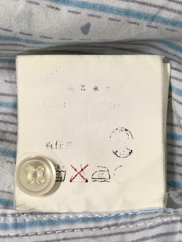 【中古品】【メンズ】 UNDERCOVER アンダーカバー D.A.V.F期 宝飾武装義勇軍期 ダイヤ柄ストライプシャツ 01AW メンズ 長袖シャツ アーカイブシャツ 140-260818-em-17-min サイズ：L カラー：ブルー系 万代Net店