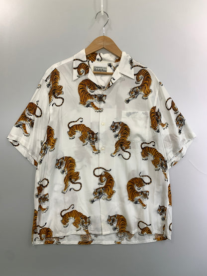 【中古品】【メンズ】 WACKO MARIA ワコマリア × TIM LEHI ティム リーハイ HAWAIIAN SHIRT ハワイアン シャツ 半袖 アロハシャツ メンズ トップス タイガー 虎 コラボ 142-260818-em-45-min サイズ：L カラー：ホワイト 万代Net店