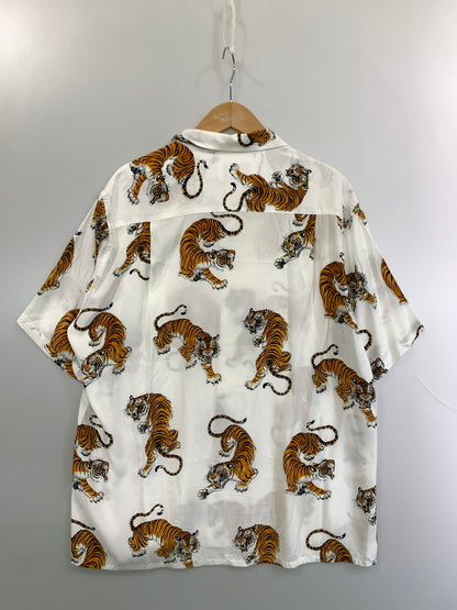 【中古品】【メンズ】 WACKO MARIA ワコマリア × TIM LEHI ティム リーハイ HAWAIIAN SHIRT ハワイアン シャツ 半袖 アロハシャツ メンズ トップス タイガー 虎 コラボ 142-260818-em-45-min サイズ：L カラー：ホワイト 万代Net店