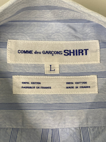 【中古品】【メンズ】 COMME DES GARCONS SHIRT コムデギャルソン フランス製 LS STRIPE SHIRT ロングスリーブ ストライプシャツ 長袖 ペイズリー 140-260818-em-20-min サイズ：L カラー：ライトブルー系 万代Net店