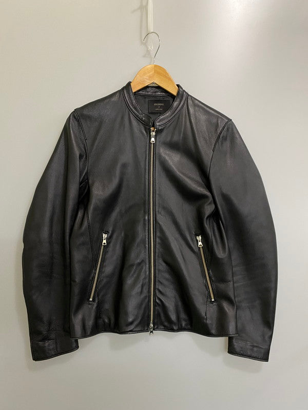 【中古品】【メンズ】 STUDIOUS ステュディオス ラムレザー シングルライダースジャケット 107352001 上着 アウター 147-260822-hu-09-min サイズ：2 カラー：ブラック 万代Net店