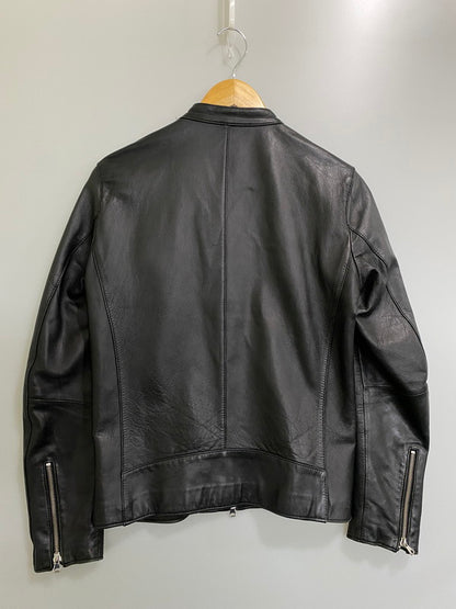 【中古品】【メンズ】 STUDIOUS ステュディオス ラムレザー シングルライダースジャケット 107352001 上着 アウター 147-260822-hu-09-min サイズ：2 カラー：ブラック 万代Net店