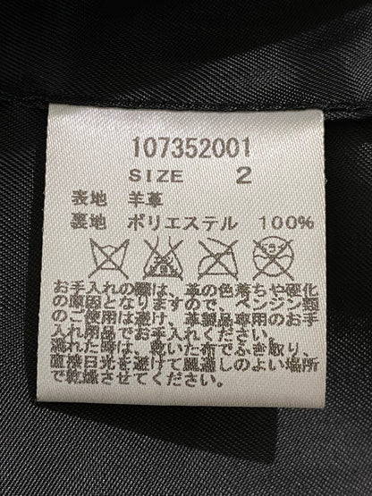 【中古品】【メンズ】 STUDIOUS ステュディオス ラムレザー シングルライダースジャケット 107352001 上着 アウター 147-260822-hu-09-min サイズ：2 カラー：ブラック 万代Net店