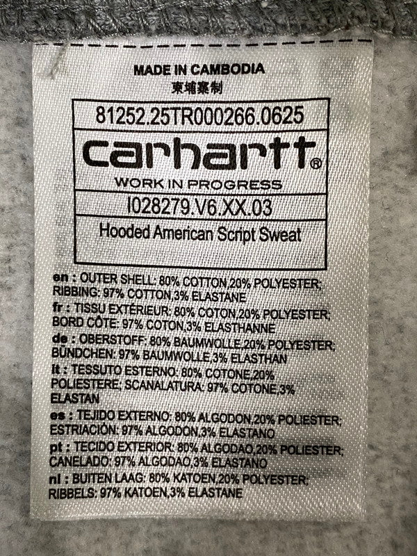 【中古品】【メンズ】 CARHARTT WIP カーハート ワーク イン プログレス HOODED AMERICAN SCRIPT SWEAT フーデッド アメリカン スクリプト スウェット パーカー 142-260822-hu-12-min サイズ：XL カラー：グレー 万代Net店