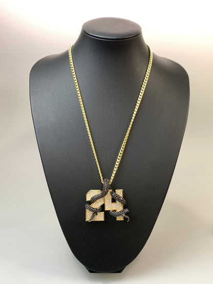 【中古品】【メンズ/レディース】 KING ICE キングアイス BLACK MAMBA NUMBER 24 NECKLACE ブラックマンバ ナンバー24 ネックレス アクセサリー ネックレス 192-260820-em-42-min カラー：ゴールド/ブラック/ホワイト 万代Net店