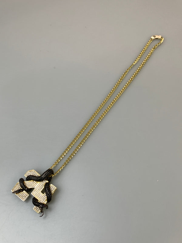 【中古品】【メンズ/レディース】 KING ICE キングアイス BLACK MAMBA NUMBER 24 NECKLACE ブラックマンバ ナンバー24 ネックレス アクセサリー ネックレス 192-260820-em-42-min カラー：ゴールド/ブラック/ホワイト 万代Net店