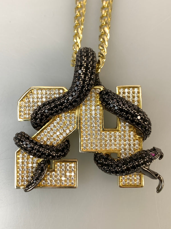 【中古品】【メンズ/レディース】 KING ICE キングアイス BLACK MAMBA NUMBER 24 NECKLACE ブラックマンバ ナンバー24 ネックレス アクセサリー ネックレス 192-260820-em-42-min カラー：ゴールド/ブラック/ホワイト 万代Net店