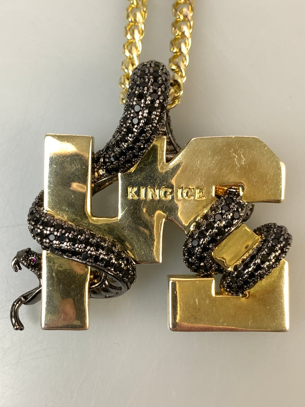 【中古品】【メンズ/レディース】 KING ICE キングアイス BLACK MAMBA NUMBER 24 NECKLACE ブラックマンバ ナンバー24 ネックレス アクセサリー ネックレス 192-260820-em-42-min カラー：ゴールド/ブラック/ホワイト 万代Net店