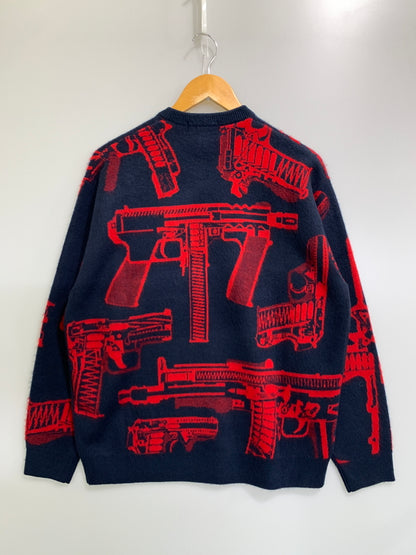 【中古品】【メンズ】 SUPREME シュプリーム GUNS SWEATER ガンズ セーター ニット 銃 メンズ トップス 149-260818-em-25-min サイズ：M カラー：ネイビー/レッド 万代Net店