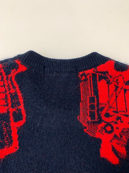 【中古品】【メンズ】 SUPREME シュプリーム GUNS SWEATER ガンズ セーター ニット 銃 メンズ トップス 149-260818-em-25-min サイズ：M カラー：ネイビー/レッド 万代Net店