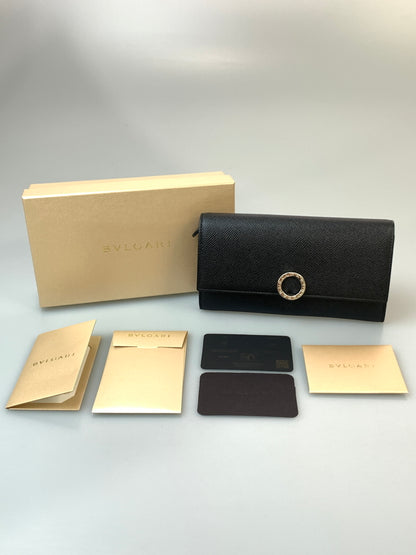 【中古品】【メンズ/レディース】 BVLGARI ブルガリ LONG WALLET 30414 ロゴ クリップ ロングウォレット 長財布 レインレザー 181-260820-em-37-min カラー：ブラック 万代Net店