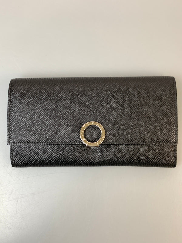 【中古品】【メンズ/レディース】 BVLGARI ブルガリ LONG WALLET 30414 ロゴ クリップ ロングウォレット 長財布 レインレザー 181-260820-em-37-min カラー：ブラック 万代Net店