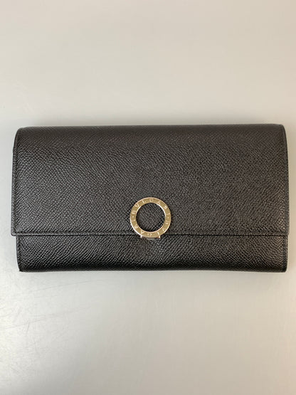 【中古品】【メンズ/レディース】 BVLGARI ブルガリ LONG WALLET 30414 ロゴ クリップ ロングウォレット 長財布 レインレザー 181-260820-em-37-min カラー：ブラック 万代Net店