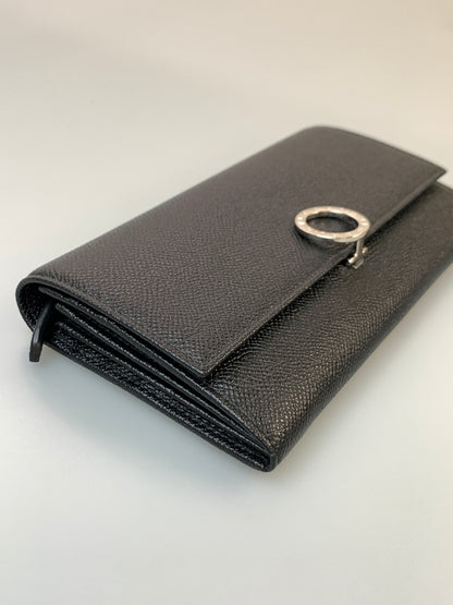 【中古品】【メンズ/レディース】 BVLGARI ブルガリ LONG WALLET 30414 ロゴ クリップ ロングウォレット 長財布 レインレザー 181-260820-em-37-min カラー：ブラック 万代Net店